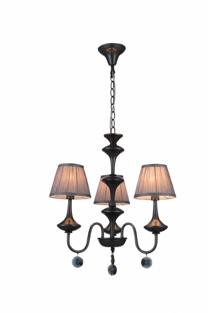 Pendant Light Chandelier Black Grey Retro 3 Lamp Shades E14 504mm High Myplanetled Pendant Light Chandelier Black Grey, 3 Light Chandelier With Grey Shade