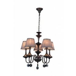 Fantasia Nerola hanglamp retro zwart-grijs 5-lamps E14