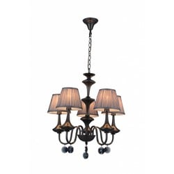 Nerola pendant light retro black-grey 5-light E14 (excl.)