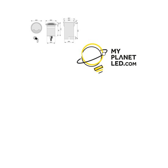 Spot de sol extérieur rond en inox IP67, 1 éclairage latéral GU10