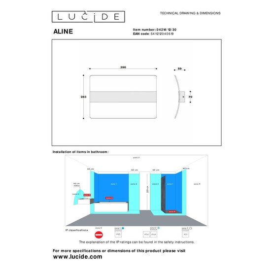 Lucide ALINE - Wall lamp Bathroom - LED - 1x12W 3000K - IP44 - Transparent