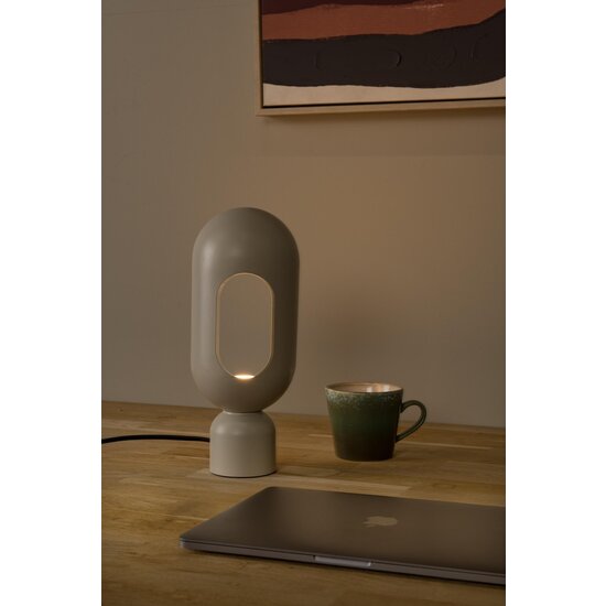 Lucide BARRIS - Lámpara de mesa - 1xE27 - Taupe