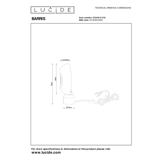 Lucide BARRIS - Lampe de table - 1xE27 - Terre cuite