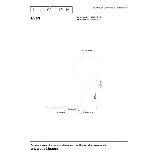 Lucide EVIN - Table lamp - 1xE27 - Opal