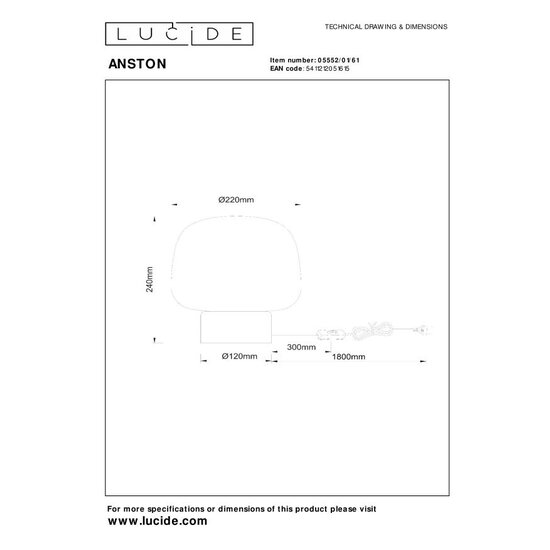 LUCIDE Lucide ANSTON - Lampe de table - 1xE14 - Opale