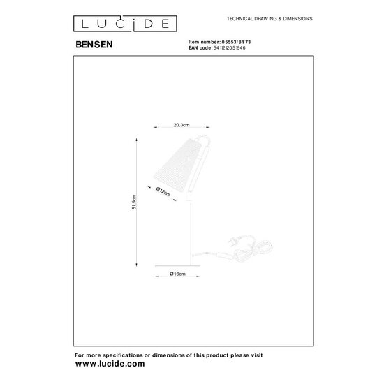 Lucide BENSEN - Tafellamp - 1xE14 - Naturel