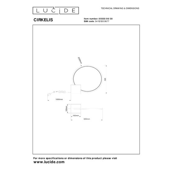 Lucide CIRKELIS - Lampe de table - LED Dim. - 1x6W 3000K - Noir