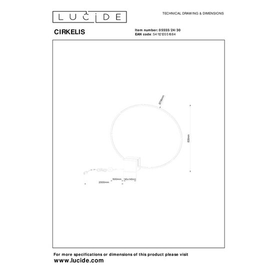LUCIDE Lucide CIRKELIS - Tafellamp - Ø 83 cm - LED Dimb. - 1x24W 3000K - Zwart