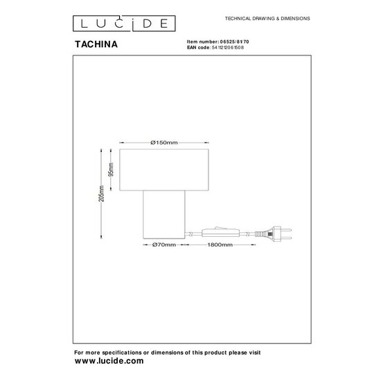 Lucide TACHINA - Tafellamp - 1xE14 - Naturel