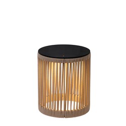 Lucide PINGI - Oplaadbare Vloerlamp Binnen/Buiten - Accu/Batterij - Ø 33,5 cm - LED 3 StepDim - 1x3W 3000K - IP44 - Taupe
