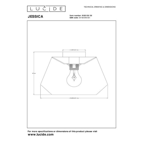 Lucide JESSICA - Plafonnier - Ø 30 cm - 1xE27 - Noir