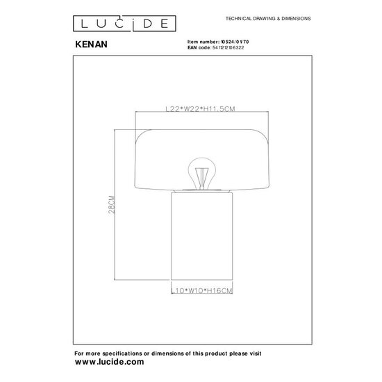 Lucide KENAN - Tafellamp - Ø 22 cm - 1xE14 - Hout