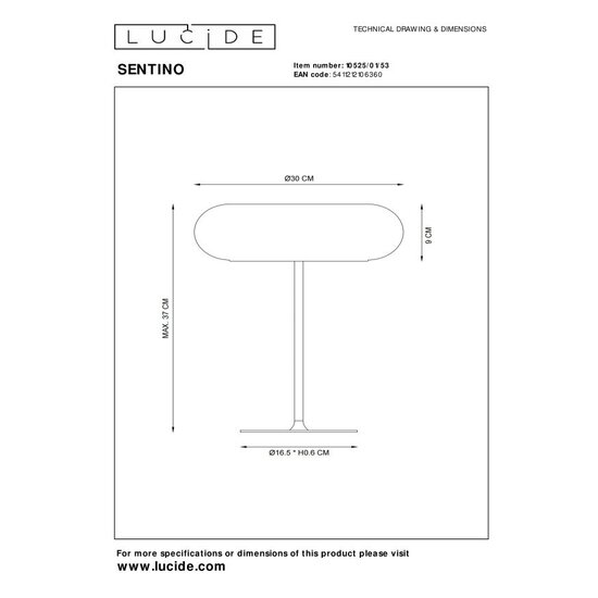 LUCIDE Lucide SENTINO - Lámpara de Mesa - Ideal para Iluminación Interior Acogedora