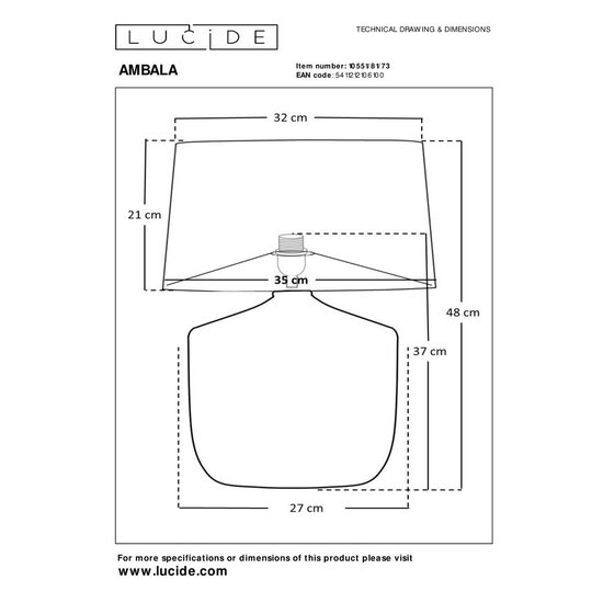 Lucide AMBALA - Tischlampe - 1xE27 - Natürlich