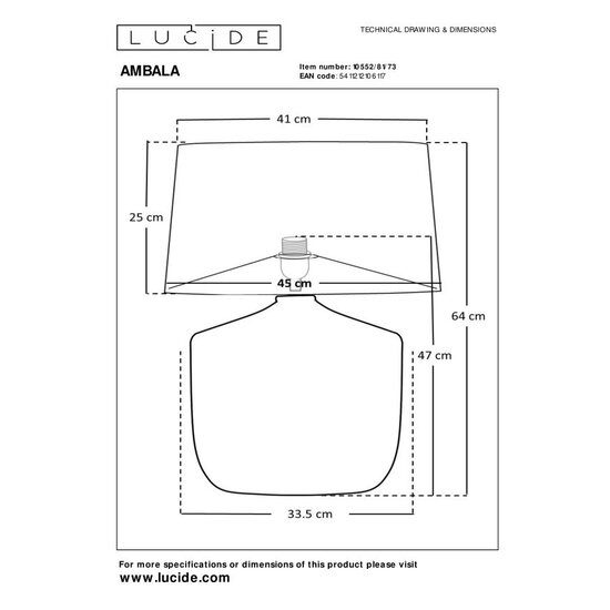 Lucide AMBALA - Tafellamp - 1xE27 - Naturel