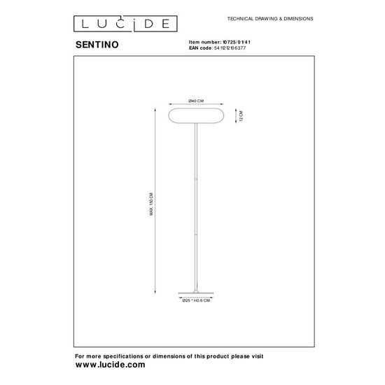 Lucide SENTINO - Vloerlamp - Ø 40 cm - 3xG9 - Taupe