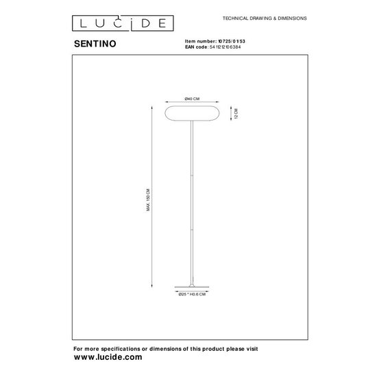 LUCIDE Lucide SENTINO - Lampadaire - Ø 40 cm - 3 x G9 - Orange