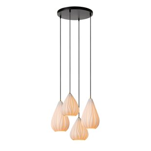 Lucide CINZIA - Lámpara colgante - Ø 55,5 cm - 4xE27 - Blanco