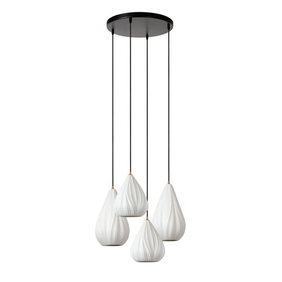 LUCIDE Lucide CINZIA - Pendelleuchte - Ø 55,5 cm - 4xE27 - Weiß