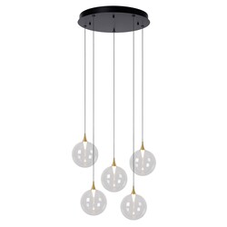 Lucide GISELA - Lampe suspendue - Ø 48 cm - Variation LED. - 5x3,8W 2700K - Transparent