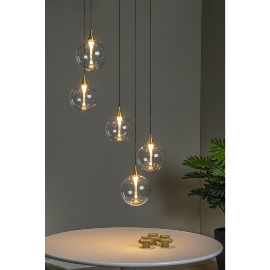 Lucide GISELA - Hanglamp - Ø 48 cm - LED Dimb. - 5x3,8W 2700K - Transparant