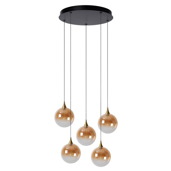 Lucide GISELA - Lampe suspendue - Ø 48 cm - Variation LED. - 5x3,8W 2700K - Ambre