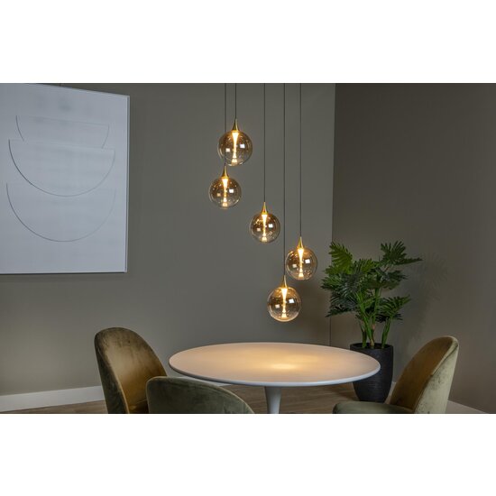 Lucide GISELA - Lampe suspendue - Ø 48 cm - Variation LED. - 5x3,8W 2700K - Ambre