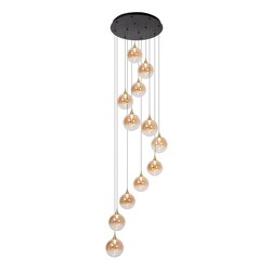 Lucide GISELA - Lampe à suspension - Ø 61 cm - Variation LED. - 12x3,5W 2700K - Ambre
