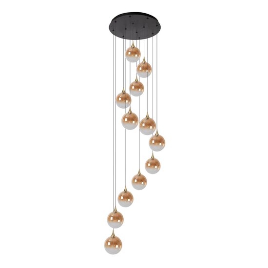 LUCIDE Lucide GISELA - Hanglamp - Ø 61 cm - LED Dimb. - 12x3,5W 2700K - Geschikt voor vide en hoge plafonds - Amber - Premium