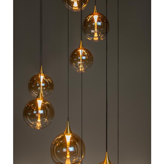 LUCIDE Lucide GISELA - Hanglamp - Ø 61 cm - LED Dimb. - 12x3,5W 2700K - Geschikt voor vide en hoge plafonds - Amber - Premium
