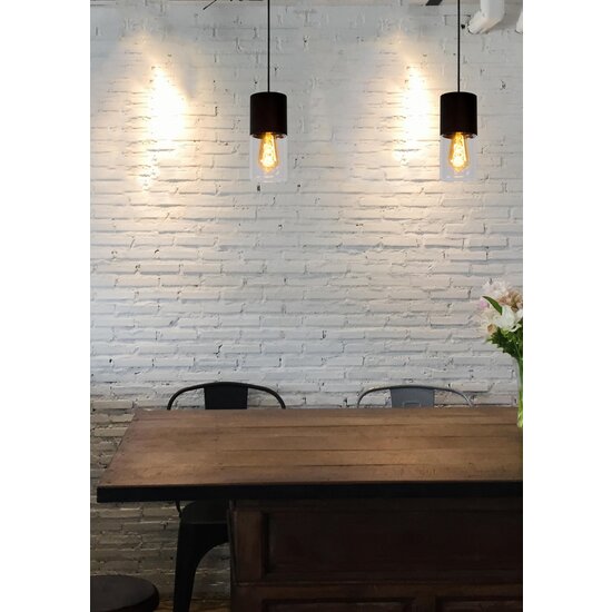 Lucid ZINO - Pendant lamp - Ø 10 cm - 1xE27 - Smoked
