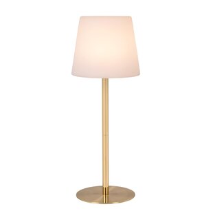 Lucide TYON - Oplaadbare Tafellamp Binnen/Buiten - Accu/Batterij - Ø 15 cm - LED Dimb. - IP65 - Mat Goud / Messing