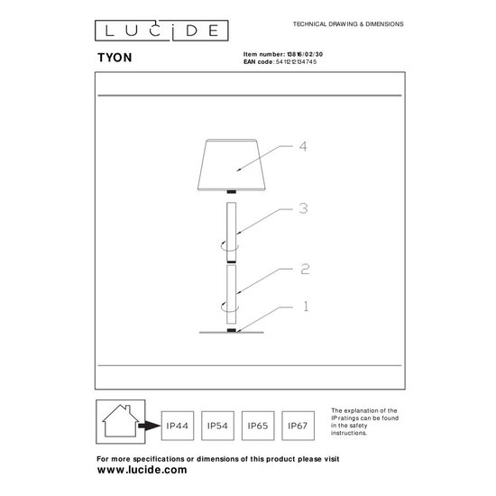 LUCIDE LUCIDE TYON - Dimmbare Outdoor-Tischleuchte mit IP65-Schutz