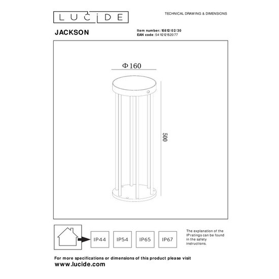 LUCIDE Lucide JACKSON - Sockelleuchte - Solarenergie - Ø 16 cm - LED Dim. - LED - 3 StepDim - 1x2W 2850K/3150K - IP65 - Tag-/Nachtsensor - Schwarz