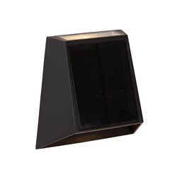 Lucide LUTON - Lámpara de pared - Energía solar - LED Dimming. - 1x1W 2850K/3150K - IP54 - Sensor día/noche - Negro