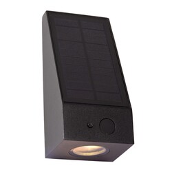 Lucide IRWIN - Wandleuchte - Solarenergie - LED-Dimmung. - 1x2W 2850K/3150K - IP54 - Tag-/Nachtsensor - Schwarz