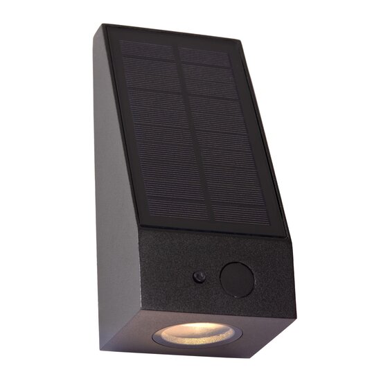 LUCIDE Lucide IRWIN - Wall lamp - Solar energy - LED Dimb. - 1x2W 2850K/3150K - IP54 - Day/night sensor - Black