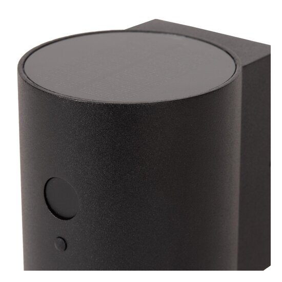 Lucide PERTH - Wandleuchte - Solarenergie - LED-Dimmung. - 1x1W 2850K/3150K - IP65 - Tag-/Nachtsensor - Schwarz