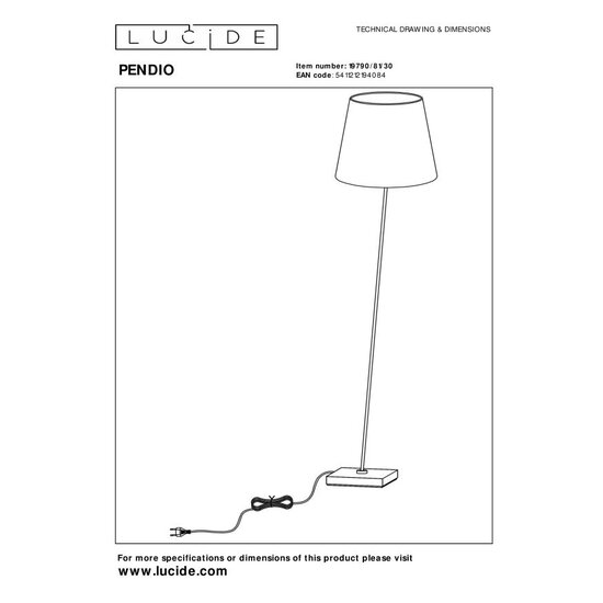Lucide PENDIO - Floor lamp - 1xE27 - Black