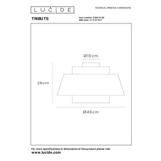 LUCIDE Lucide TRIBUTE - Deckenleuchte - Ø 40 cm - 1xE27 - Beige
