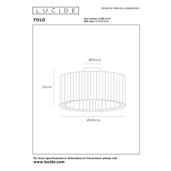 Lucide FOLD - Ceiling lamp - Ø 40 cm - 1xE27 - White