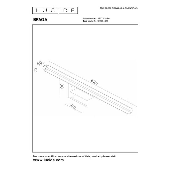 Lucide BRAGA - Wandlamp Binnen/Buiten - LED - 1x10W 2700K - IP54 - Koffie