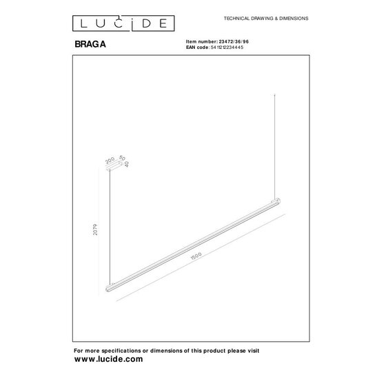 LUCIDE Lucide BRAGA – Pendelleuchte – LED, dimmbar – Farbtemperatur – 1 x 36 W, 2700 K/4000 K – Kaffeebraun