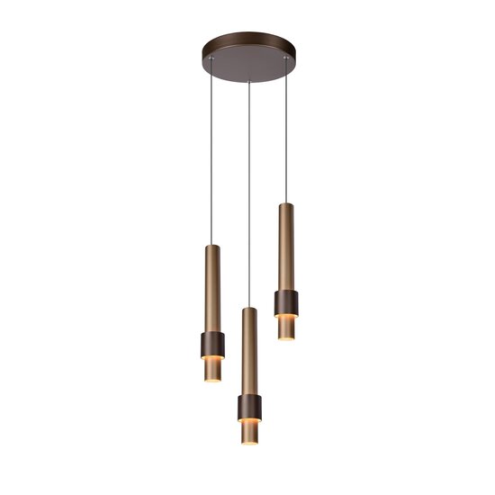 Lucide MARGARY - Pendant lamp - Ø 28 cm - LED Dimb. - 3x4W 2700K - Coffee
