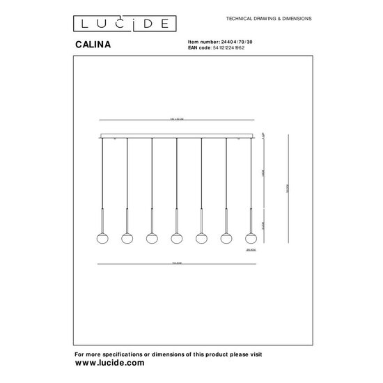 Lucide CALINA - Lámpara colgante - LED Dim. - 12x7,7W 2700K - Negro