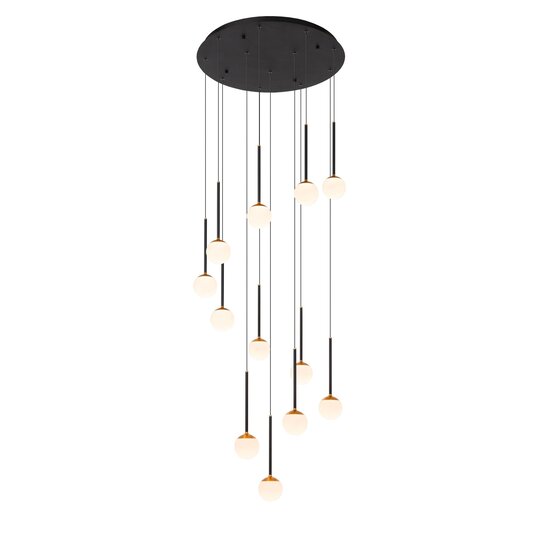 LUCIDE Lucide CALINA - Hanglamp - Ø 69,9 cm - LED Dimb. - 12x7,7W 2700K - Zwart - Premium
