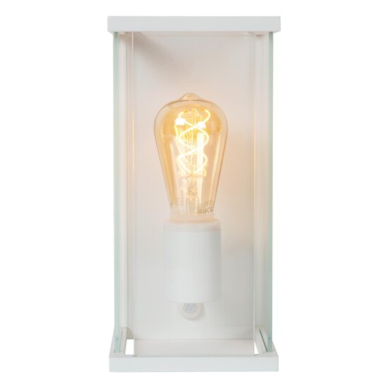Lucide CLAIRE - Wall lamp Indoor/Outdoor - 1xE27 - IP54 - Motion & day/night sensor - White