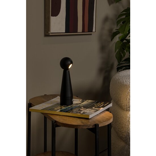 Lucide IPSOS - Lampe de Table Rechargeable - Batterie - LED Dim pour réchauffer - 1x3W 3000K/3200K - Dim pour réchauffer - Noir