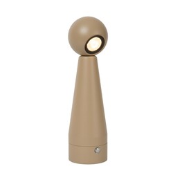Lucide IPSOS - Lámpara de mesa recargable - Batería - LED Dim to Warm - 1x3W 3000K/3200K - Dim to Warm - Taupe