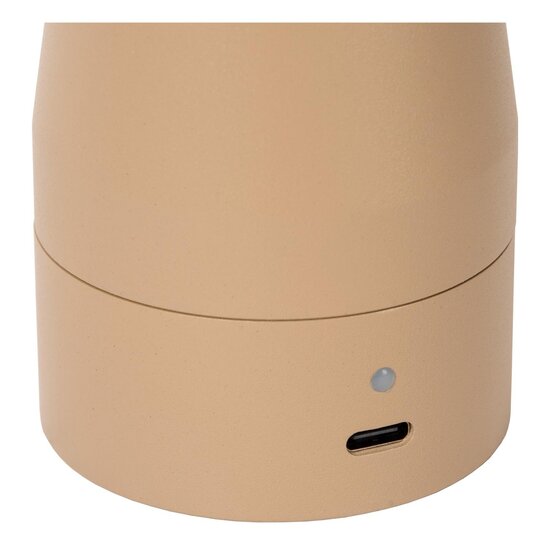 Lucide IPSOS - Lámpara de mesa recargable - Batería - LED Dim to Warm - 1x3W 3000K/3200K - Dim to Warm - Taupe
